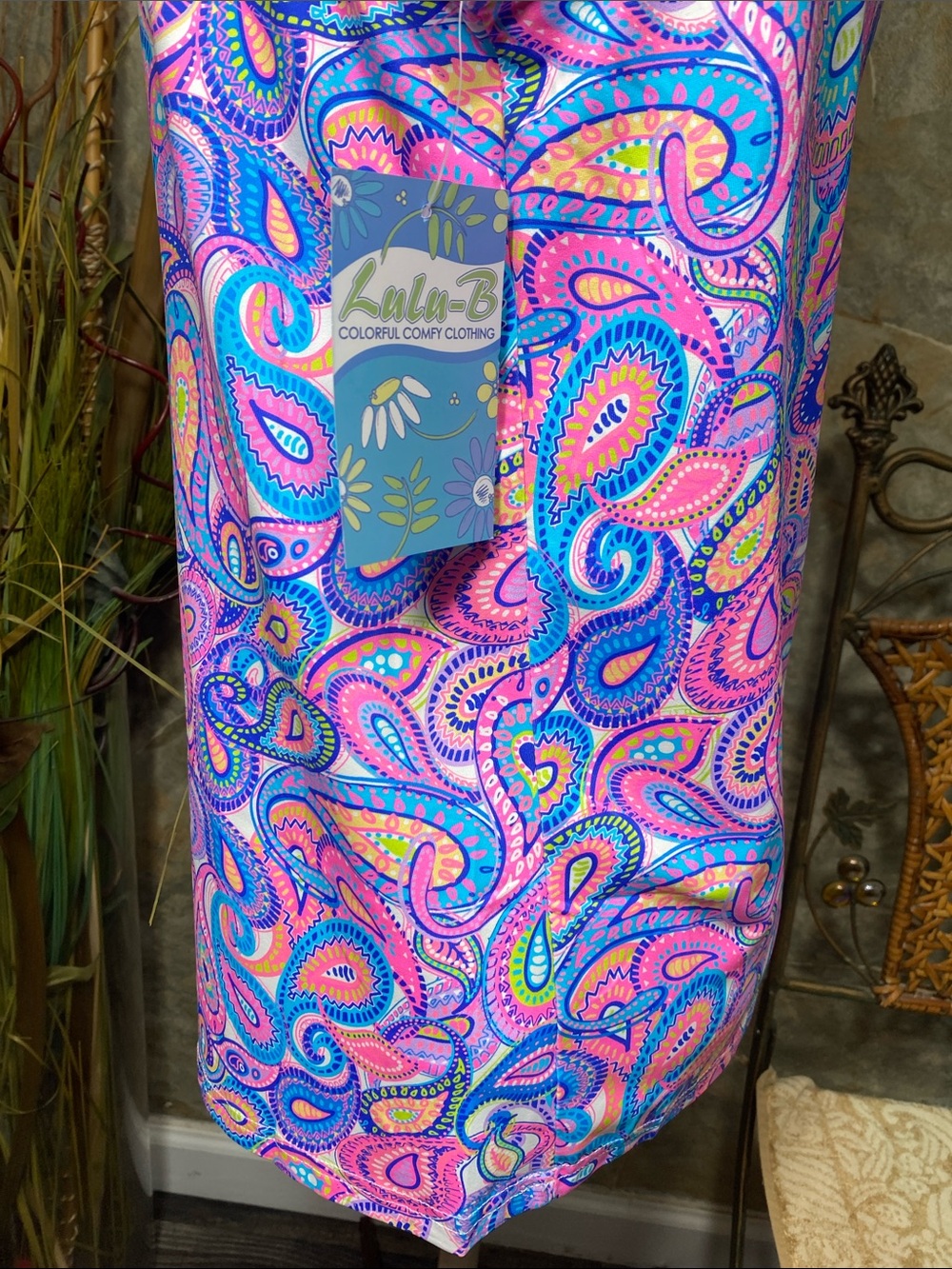 Lulu B shirt top blouse tunic sleeveless V-neck colorful paisley travel resort - Picture 6 of 8
